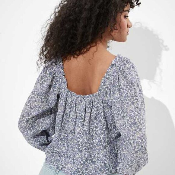 American Eagle Puff-Sleeve Button-Up Floral XS - Picture 5 of 10